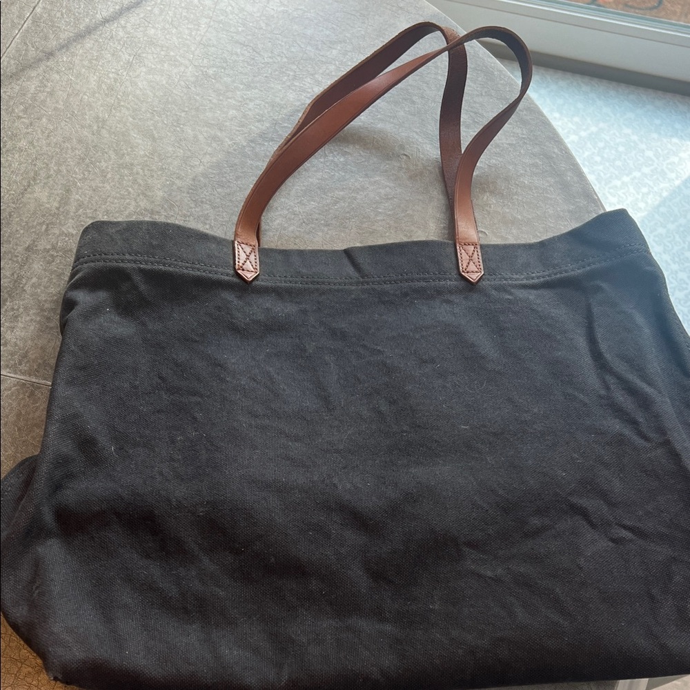 Black Tote Bag with Brown leather Straps by Madewell - Picture 6 of 6